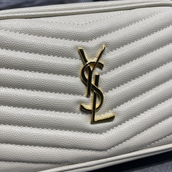 SAINT LAURENT LOU Quilted Leather Camera Bag, Crossbody Bag, Shoulder Bag Women's White 6125791GF019207 size 19*5*10.5 cm