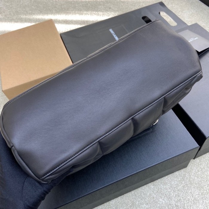 SAINT LAURENT LOULOUPUFFER Sheepskin Cloud Bag, Pillow Bag, Crossbody Bag, Shoulder Bag Medium Women's Black 577475-1EL00-1000 size L35*W13.5*H23cm