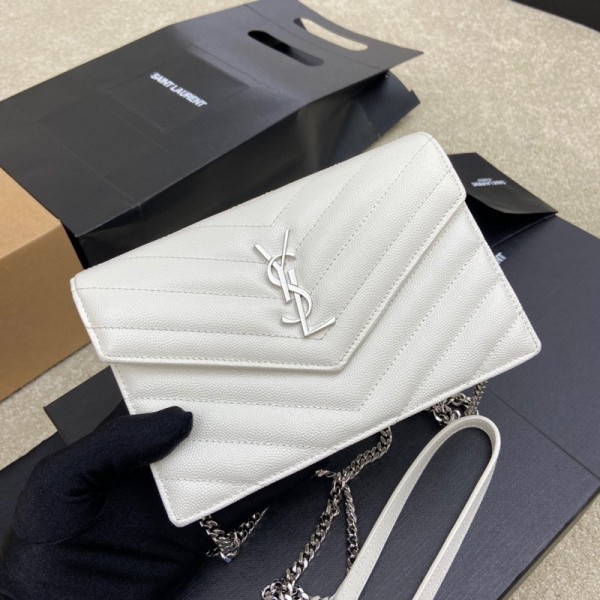 SAINT LAURENT Envelope Crossbody Bags 393953-BOW02-9207 size 19*12*3.5cm