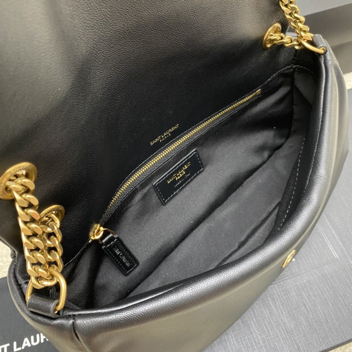 SAINT LAURENT Sheepskin Envelope Bag, Portable Crossbody Bag, Shoulder Bag Women's Black 734153-AACQO-1000 size 26*7*14 cm