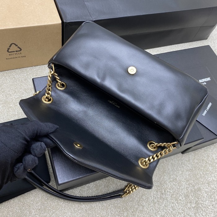 SAINT LAURENT Sheepskin Envelope Bag, Portable Crossbody Bag, Shoulder Bag Women's Black 734153-AACQO-1000 size 26*7*14 cm