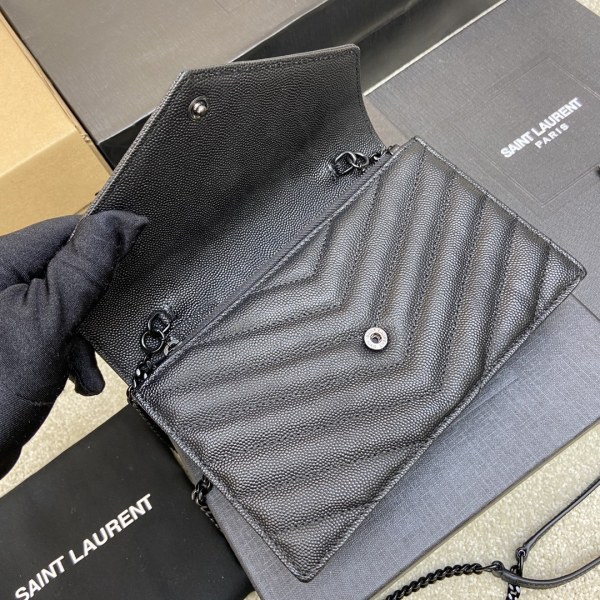 SAINT LAURENT Chain Wallet Monogram Black 393953BOW081000 size L*W*H 19*4*12.5cm