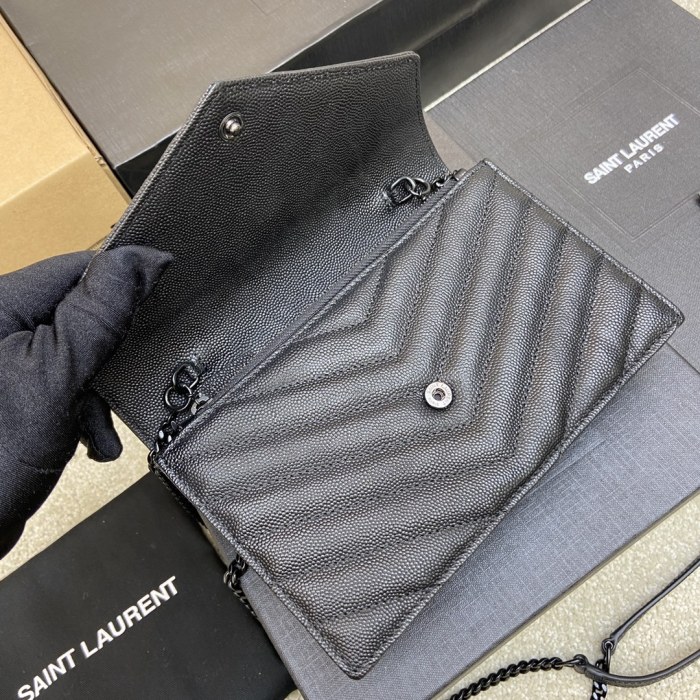 SAINT LAURENT Chain Wallet Monogram Black 393953BOW081000 size L*W*H 19*4*12.5cm