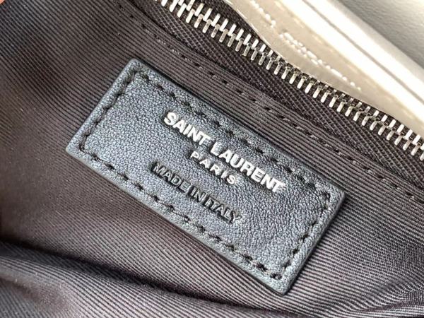 SAINT LAURENT YSL LOULOU Silver Logo Leather Shoulder Bag, Mini, Women's, Granite Grey/Light Grey 467072-DV706-1723 20*14*7.5cm