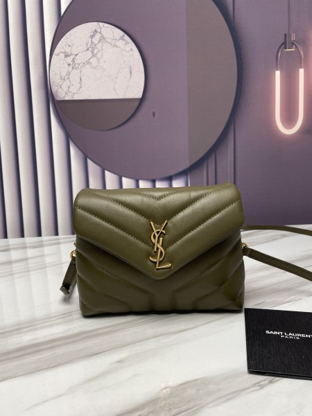 SAINT LAURENT YSL LOULOU Cow Leather Crossbody Bag, Shoulder Bag Women's Mint Green 678401-DV707-3317 size 20*7.5*14 cm