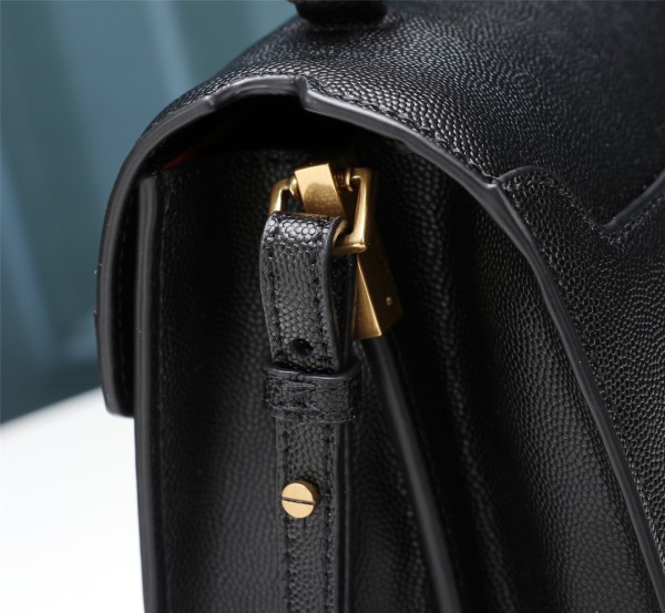 SAINT LAURENT CASSANDRA Grained Embossed Leather Crossbody Bag, Handbag, Shoulder Bag Medium Women's Black 623931BOW0W1000 size 25*12*22 cm