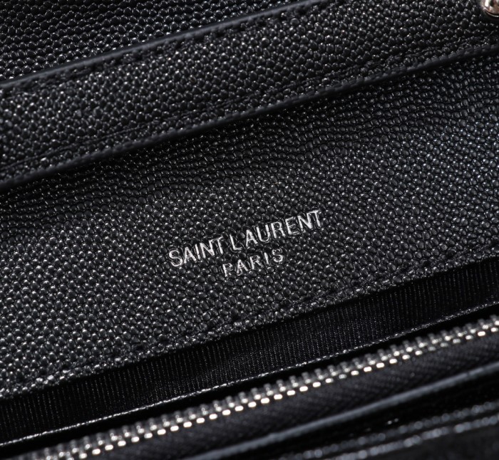 SAINT LAURENT ENVELOPE Grain Leather Envelope Bag, Crossbody Bag, Shoulder Bag Small 600195-BOW92-1000 Size Women's Black size 21*6*13 cm