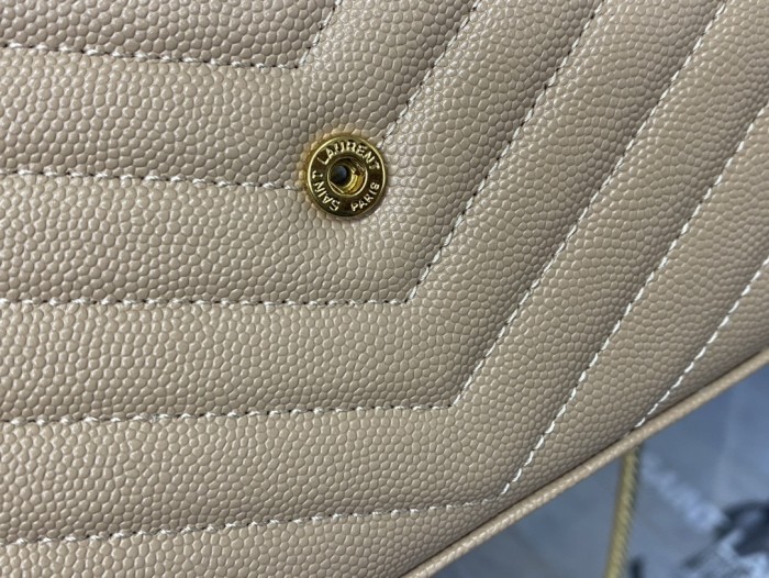 SAINT LAURENT Leather Wallet, Shoulder Bag, Crossbody Bag Regular Women's Dark Beige 377828-BOW01-2721 size 22.5*4*14 cm