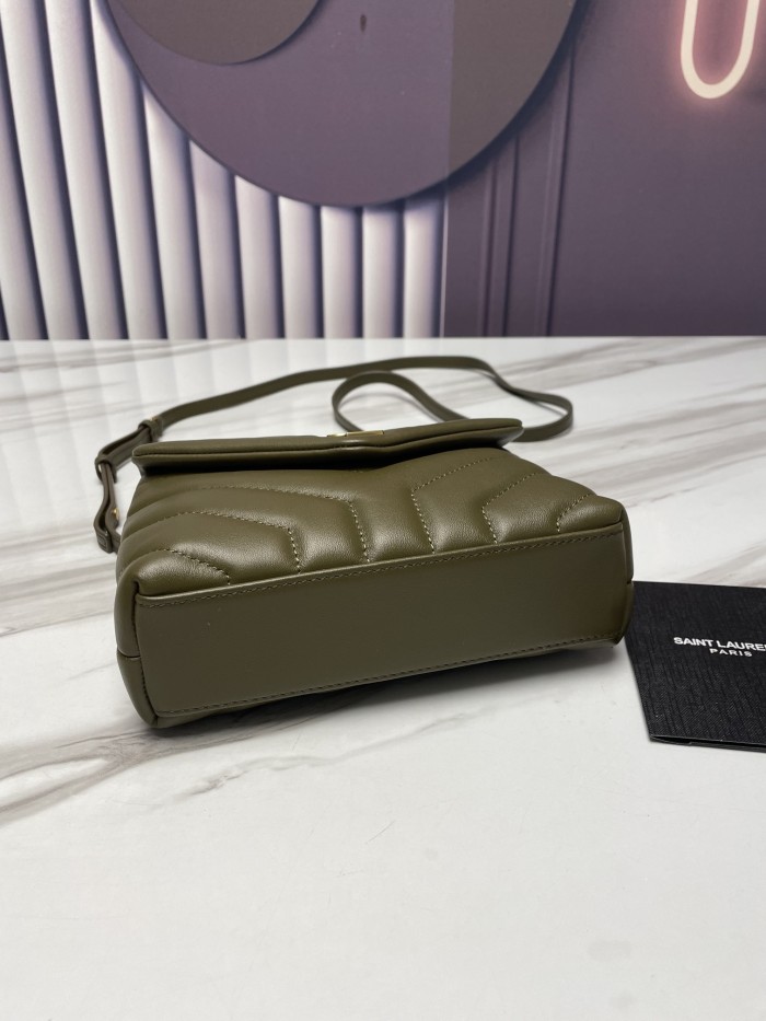 SAINT LAURENT YSL LOULOU Cow Leather Crossbody Bag, Shoulder Bag Women's Mint Green 678401-DV707-3317 size 20*7.5*14 cm