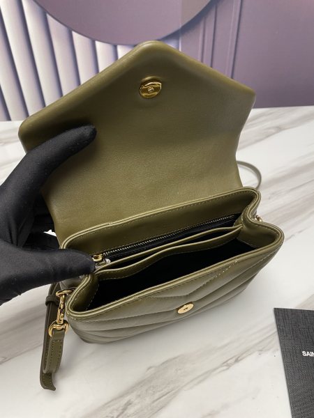 SAINT LAURENT YSL LOULOU Cow Leather Crossbody Bag, Shoulder Bag Women's Mint Green 678401-DV707-3317 size 20*7.5*14 cm