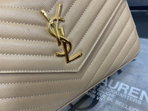 SAINT LAURENT Leather Wallet, Shoulder Bag, Crossbody Bag Regular Women's Dark Beige 377828-BOW01-2721 size 22.5*4*14 cm