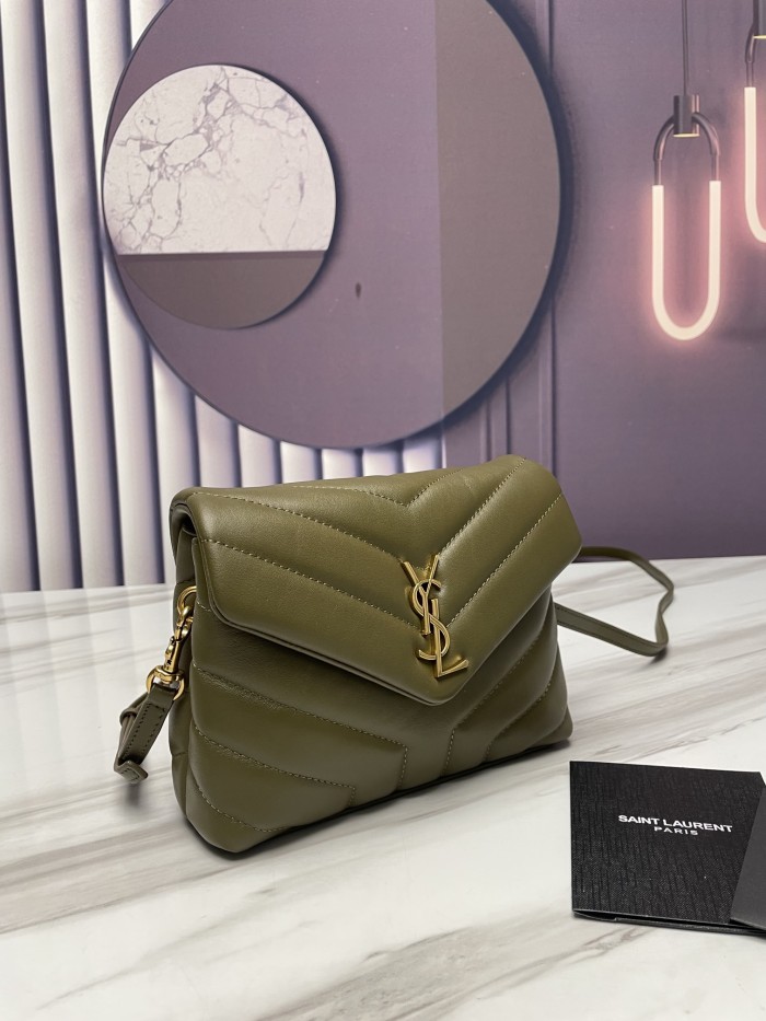 SAINT LAURENT YSL LOULOU Cow Leather Crossbody Bag, Shoulder Bag Women's Mint Green 678401-DV707-3317 size 20*7.5*14 cm