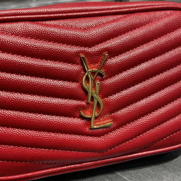 SAINT LAURENT Quilting Leather Chain Shoulder Bag Crossbody Bag Women's Red 6125791GF016805 size 19*5*10.5 cm