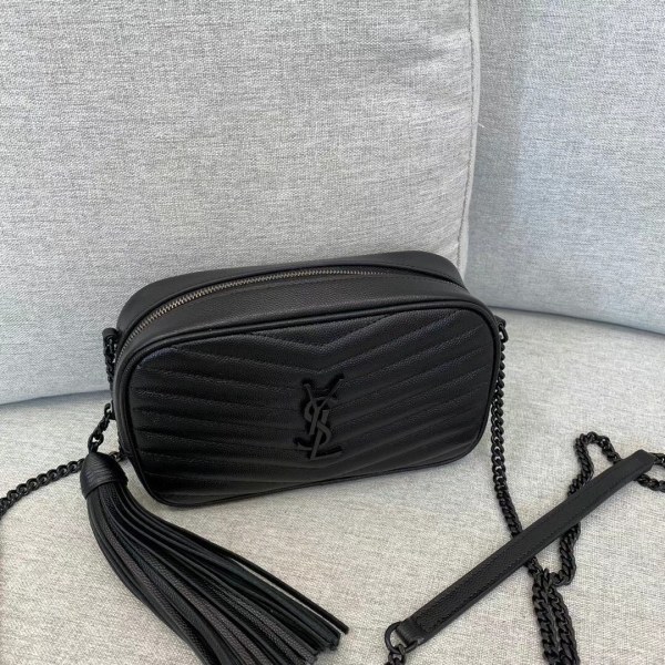 SAINT LAURENT LOU Quilting Leather Chain Bag Crossbody Bag Camera Bag Shoulder Bag Women's Black 6125791GF081000 size 19*5*11 cm
