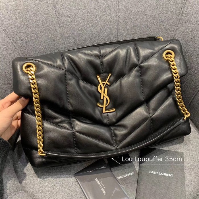 SAINT LAURENT LOULOUPUFFER Sheepskin Cloud Bag, Shoulder Bag Medium Women's Black 5774751EL071000 Black size L34.8*W13.46*H22.86cm
