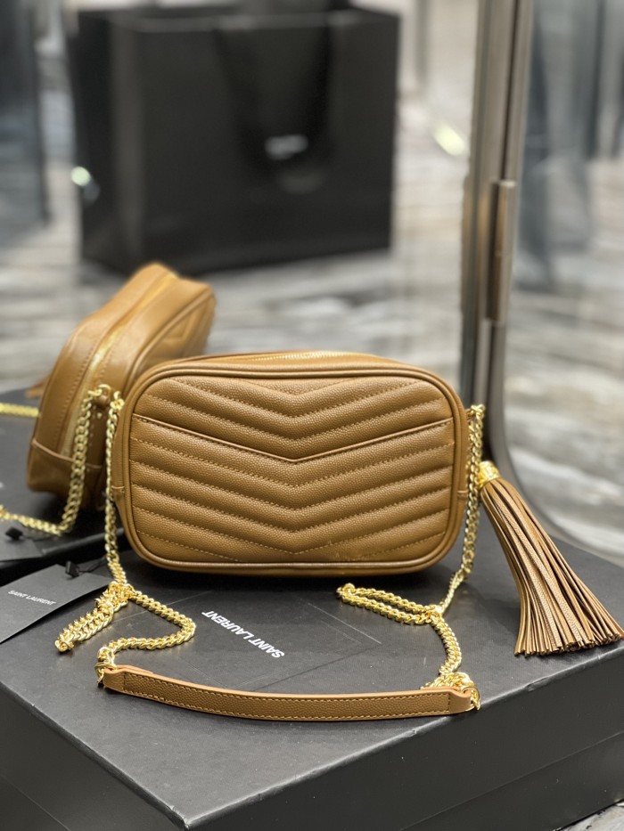 SAINT LAURENT Calfskin Crossbody Bag Shoulder Bag Women's Caramel 748849-AACQS-7737 size 19*5*10.5 cm