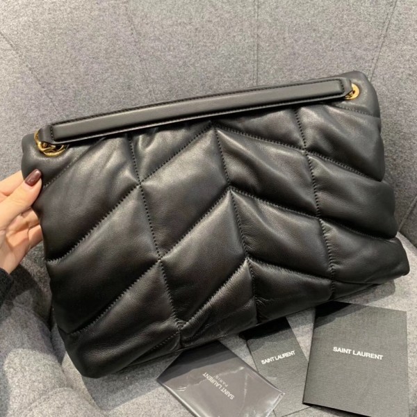 SAINT LAURENT LOULOUPUFFER Sheepskin Cloud Bag, Shoulder Bag Medium Women's Black 5774751EL071000 Black size L34.8*W13.46*H22.86cm
