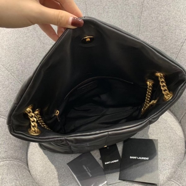 SAINT LAURENT LOULOUPUFFER Sheepskin Cloud Bag, Shoulder Bag Medium Women's Black 5774751EL071000 Black size L34.8*W13.46*H22.86cm