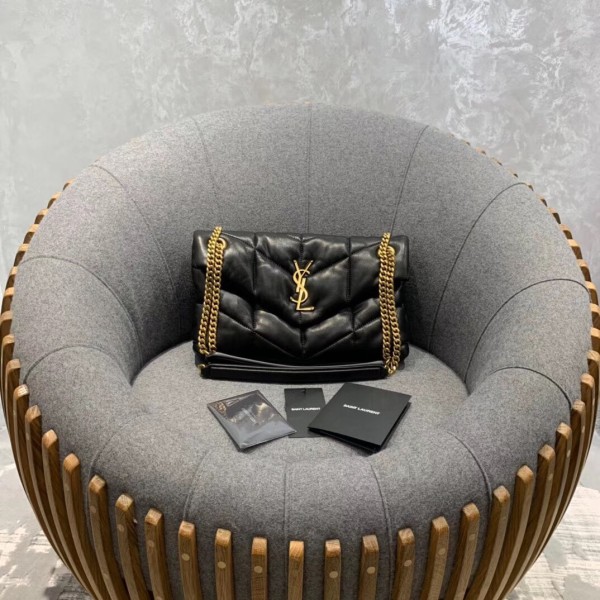 SAINT LAURENT LOULOUPUFFER Sheepskin Cloud Bag, Shoulder Bag Medium Women's Black 5774751EL071000 Black size L34.8*W13.46*H22.86cm