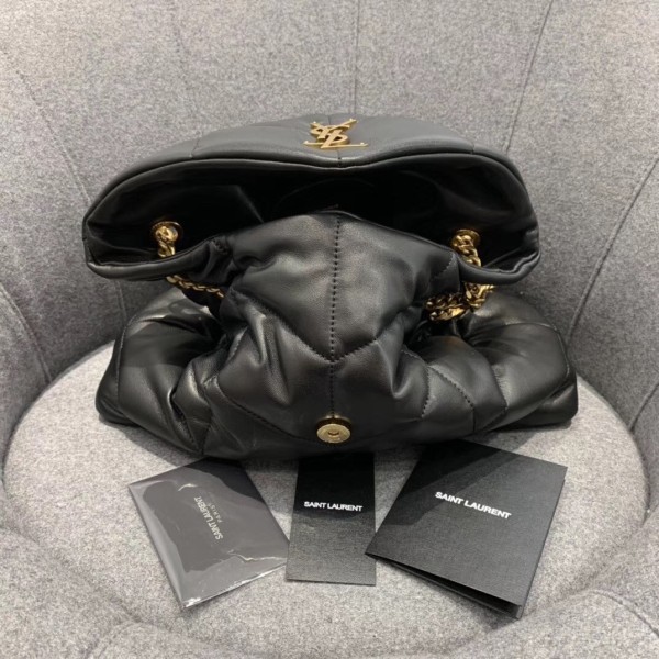 SAINT LAURENT LOULOUPUFFER Sheepskin Cloud Bag, Shoulder Bag Medium Women's Black 5774751EL071000 Black size L34.8*W13.46*H22.86cm