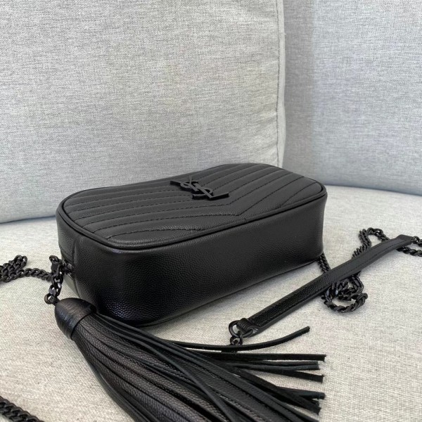SAINT LAURENT LOU Quilting Leather Chain Bag Crossbody Bag Camera Bag Shoulder Bag Women's Black 6125791GF081000 size 19*5*11 cm