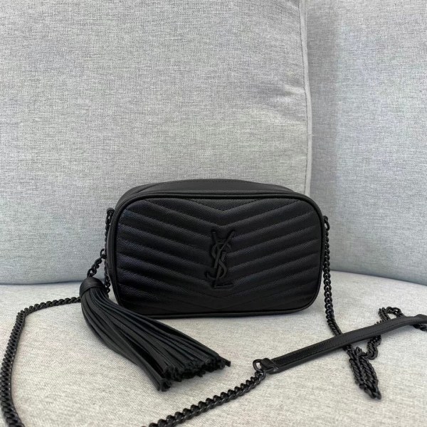 SAINT LAURENT LOU Quilting Leather Chain Bag Crossbody Bag Camera Bag Shoulder Bag Women's Black 6125791GF081000 size 19*5*11 cm