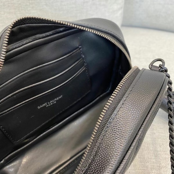 SAINT LAURENT LOU Quilting Leather Chain Bag Crossbody Bag Camera Bag Shoulder Bag Women's Black 6125791GF081000 size 19*5*11 cm