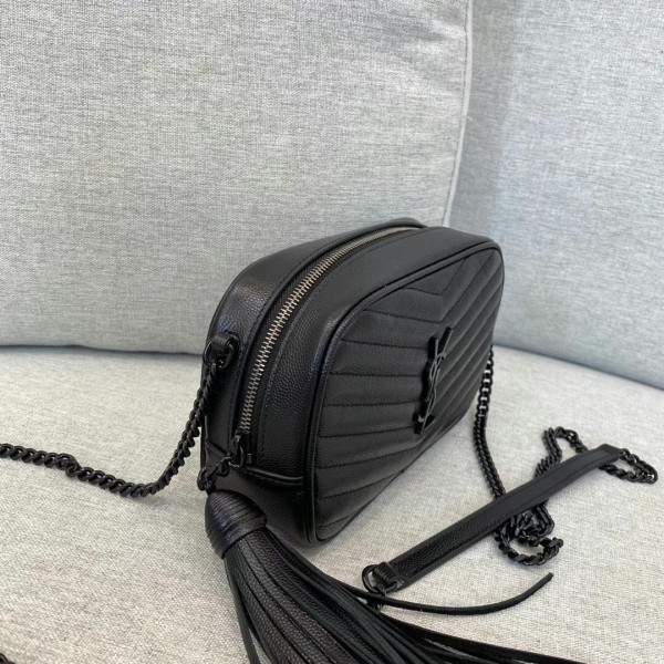 SAINT LAURENT LOU Quilting Leather Chain Bag Crossbody Bag Camera Bag Shoulder Bag Women's Black 6125791GF081000 size 19*5*11 cm