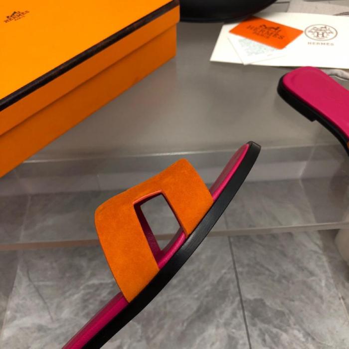 Hermes Oran Sandal Orange Synthetique Suede Goatskin