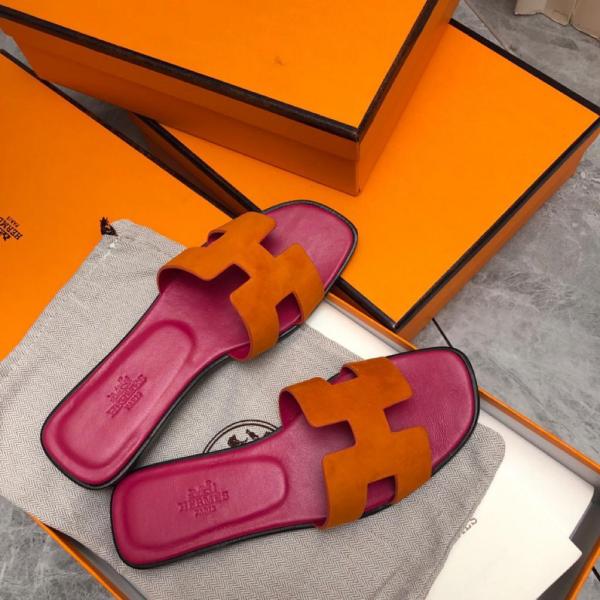 Hermes Oran Sandal Orange Synthetique Suede Goatskin