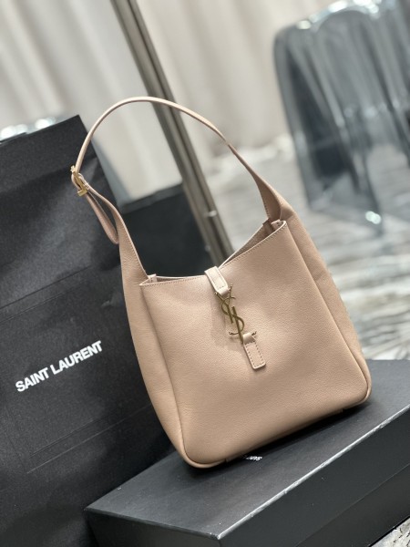 SAINT LAURENT LE5A7 Smooth Cow Leather Hobo Bag, Handbag, Shoulder Bag Women's Gray 713938-AAAUQ-1722 size 23*8.5*22 cm