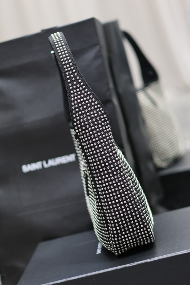 SAINT LAURENT LE5A7 Fabric With Cow Leather Hobo Bag Handbag Shoulder Bag Women's Black 716140-FAAMD-1000 size 22*8*30cm