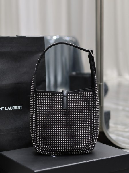 SAINT LAURENT LE5A7 Fabric With Cow Leather Hobo Bag Handbag Shoulder Bag Women's Black 716140-FAAMD-1000 size 22*8*30cm