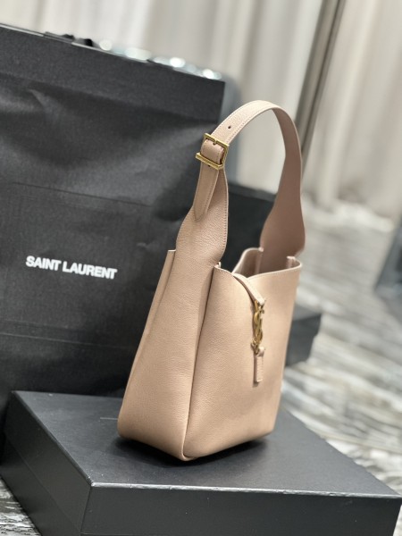 SAINT LAURENT LE5A7 Smooth Cow Leather Hobo Bag, Handbag, Shoulder Bag Women's Gray 713938-AAAUQ-1722 size 23*8.5*22 cm