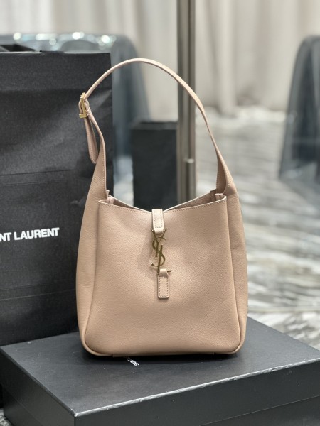 SAINT LAURENT LE5A7 Smooth Cow Leather Hobo Bag, Handbag, Shoulder Bag Women's Gray 713938-AAAUQ-1722 size 23*8.5*22 cm