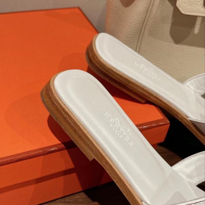 Hermes Oran Sandal Blanc Box Calfskin Leather