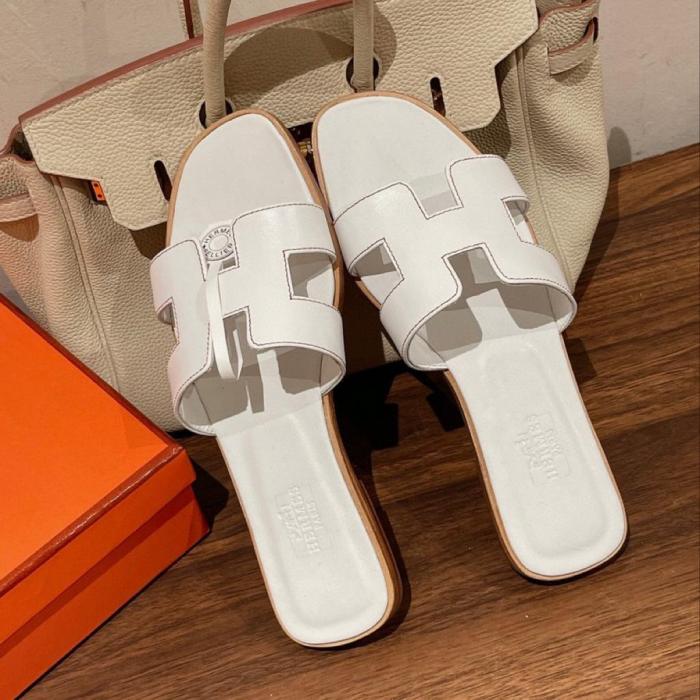 Hermes Oran Sandal Blanc Box Calfskin Leather