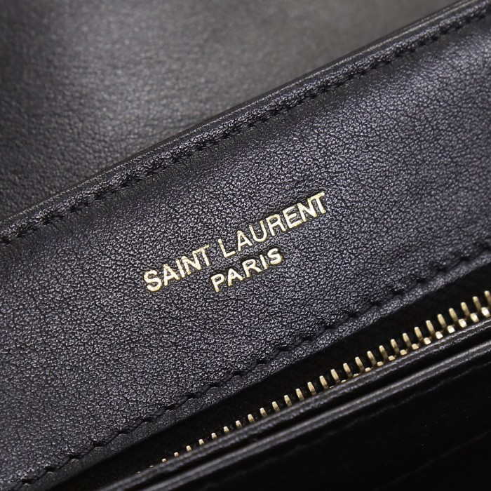 SAINT LAURENT LOULOU Calfskin Crossbody Bag, Shoulder Bag Women's Black 467072-DV707-1000 size 20*7.5*14 cm