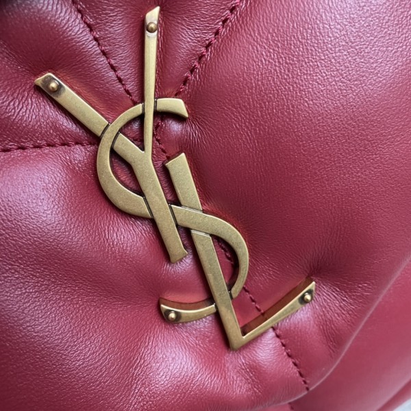 SAINT LAURENT PUFFER Leather Crossbody Bag, Shoulder Bag Medium Women's Dark Gemstone Red 577475-AAFE1-6593 size L35*W13.5*H23cm