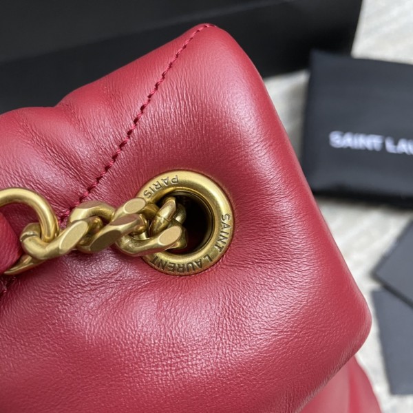 SAINT LAURENT PUFFER Leather Crossbody Bag, Shoulder Bag Medium Women's Dark Gemstone Red 577475-AAFE1-6593 size L35*W13.5*H23cm