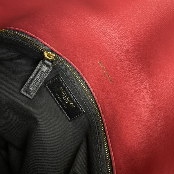 SAINT LAURENT PUFFER Leather Crossbody Bag, Shoulder Bag Medium Women's Dark Gemstone Red 577475-AAFE1-6593 size L35*W13.5*H23cm