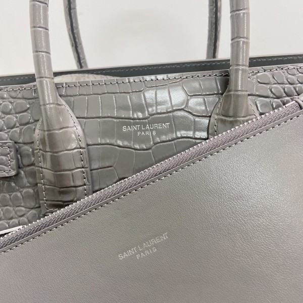 SAINT LAURENT SAC DE JOUR Cow Leather Trunk Bag Tote One Shoulder Handbag Women's Gray 421863-DND1E-1424 size 26*12.5*20.5 cm