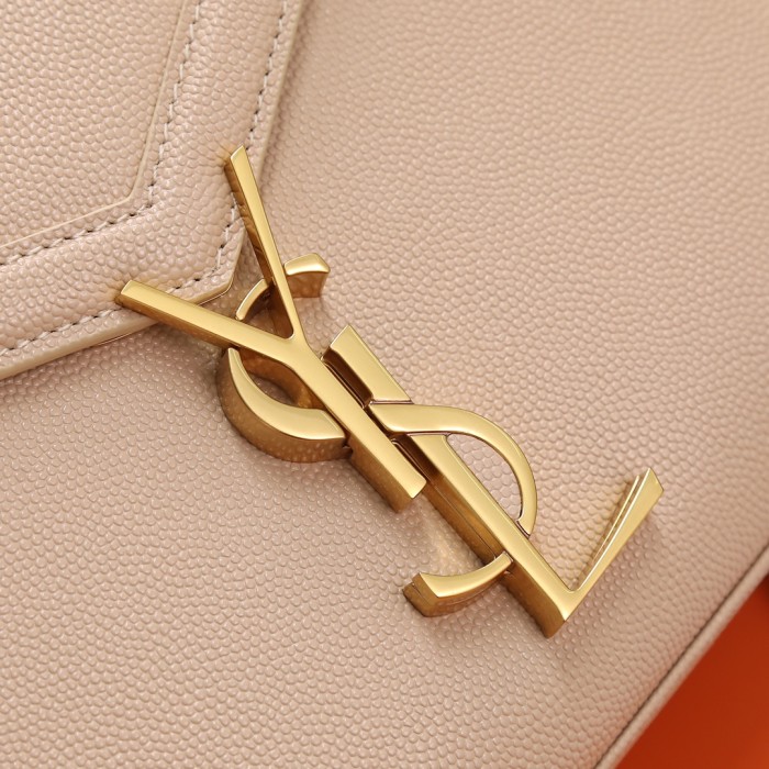 SAINT LAURENT CASSANDRA Leather Crossbody Handbag, Shoulder Bag Mini Women's Dark Beige 623930-BOW0W-2721 size 20*7.5*16 cm