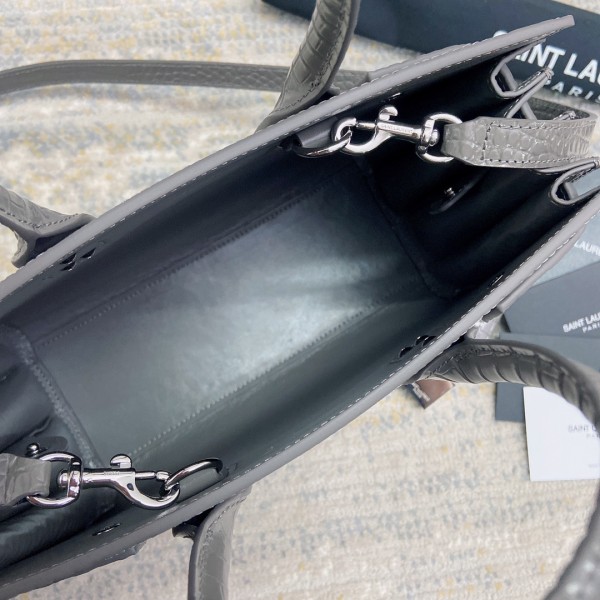 SAINT LAURENT SAC DE JOUR Cow Leather Trunk Bag Tote One Shoulder Handbag Women's Gray 421863-DND1E-1424 size 26*12.5*20.5 cm