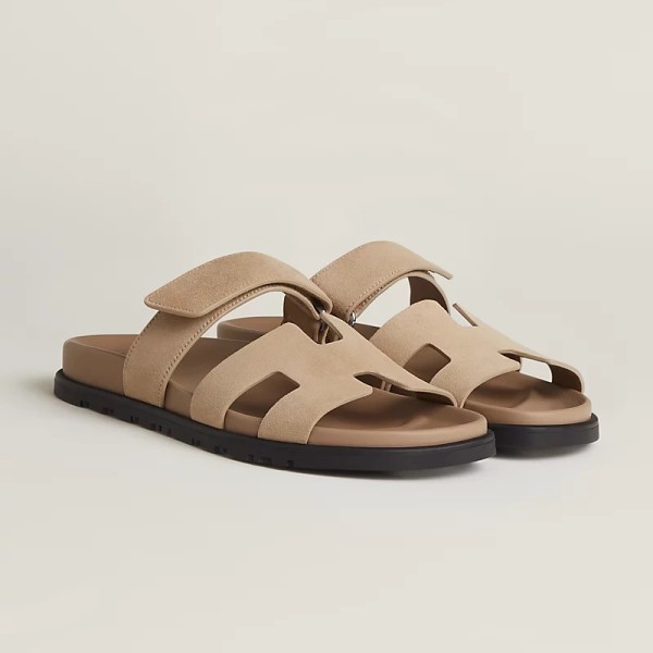 Hermes Chypre sandal suede Khaki