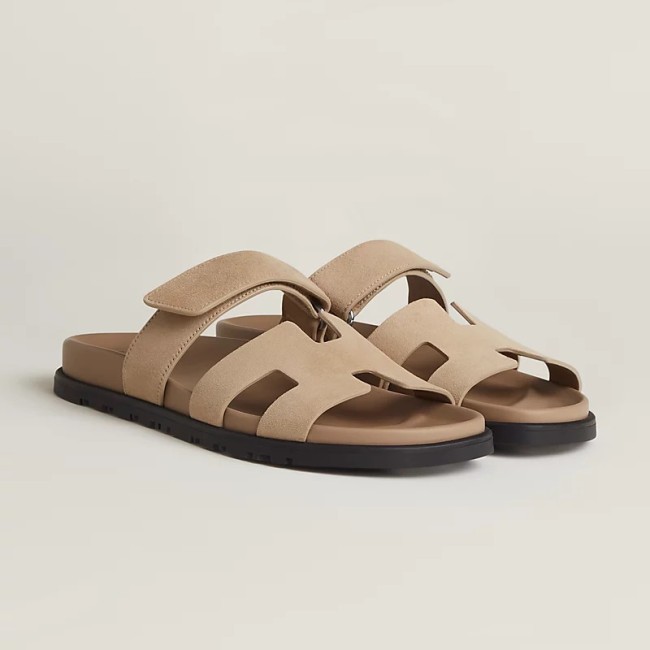 Hermes Chypre sandal suede Khaki