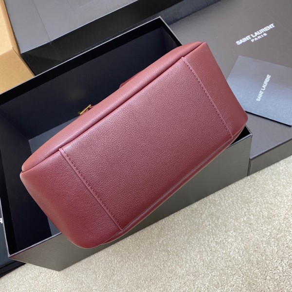SAINT LAURENT LE5A7 Calfskin Shoulder Bag Small Women's Rose Red 713938-AAAUQ-6475 size 23*8.5*22 cm