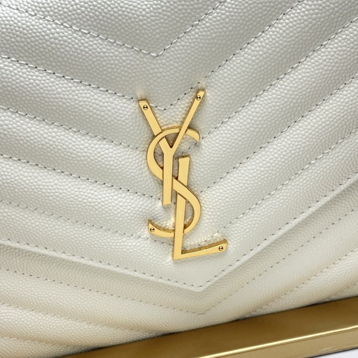 SAINT LAURENT Monogram Leather Clutch Regular Women's Vintage White 617662-BOW01-9207 size 21*3*16 cm