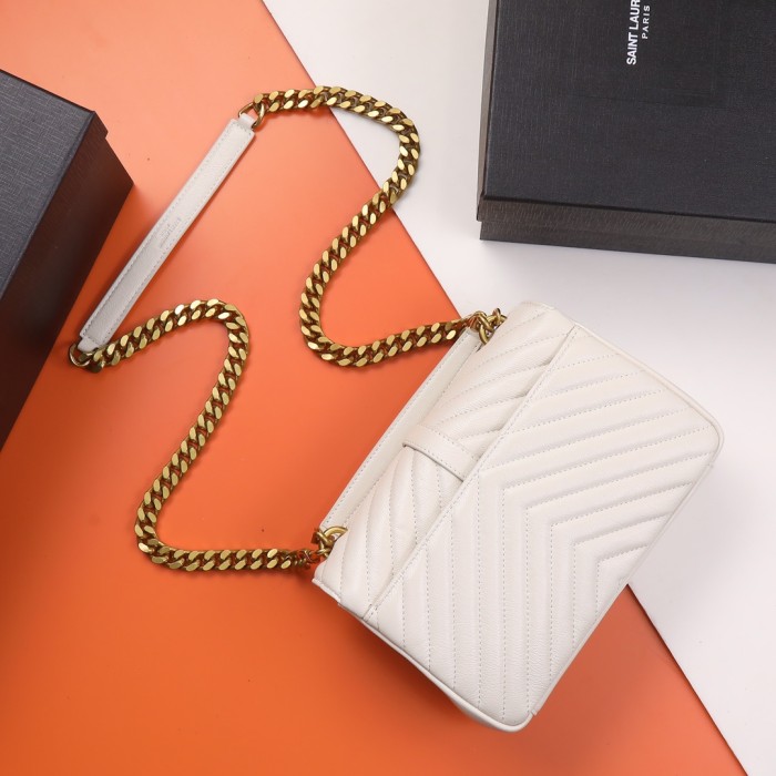 SAINT LAURENT College Quilted Medium Shoulder Bag 600279BRM079207 size 24*6.5*17 cm