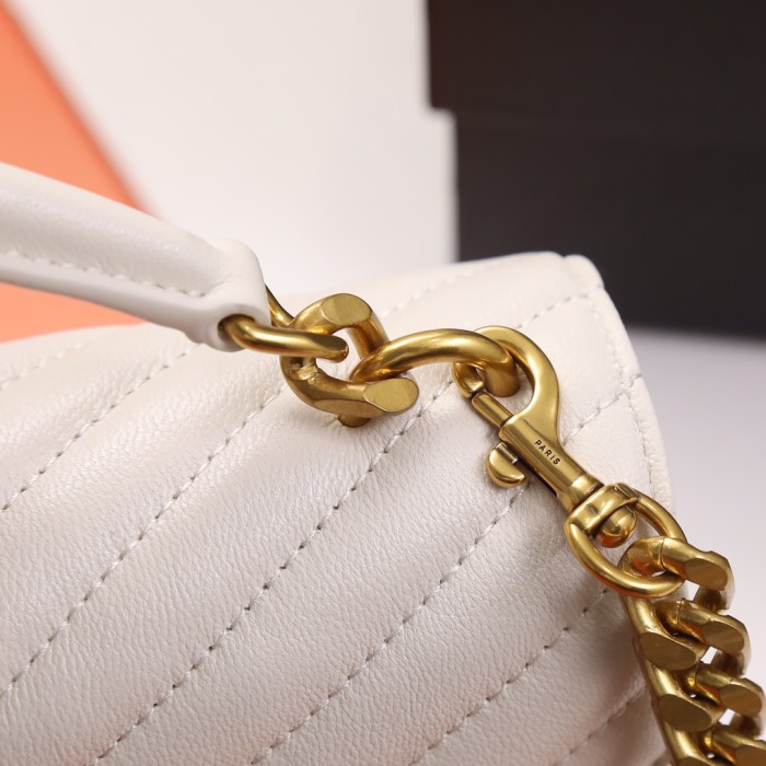 SAINT LAURENT College Quilted Medium Shoulder Bag 600279BRM079207 size 24*6.5*17 cm